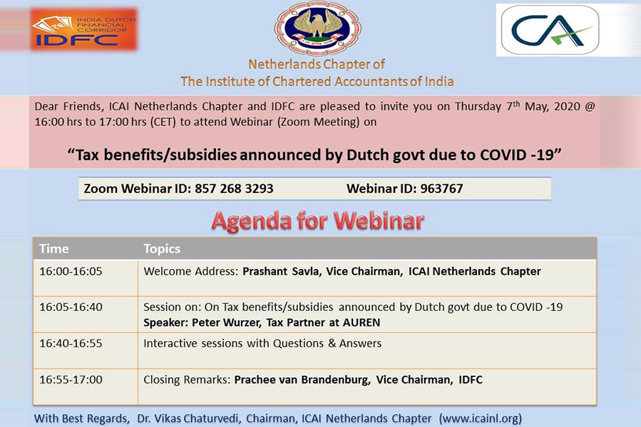 Tax Benefits/Subisidies announced by Dutch Government during COVID 19